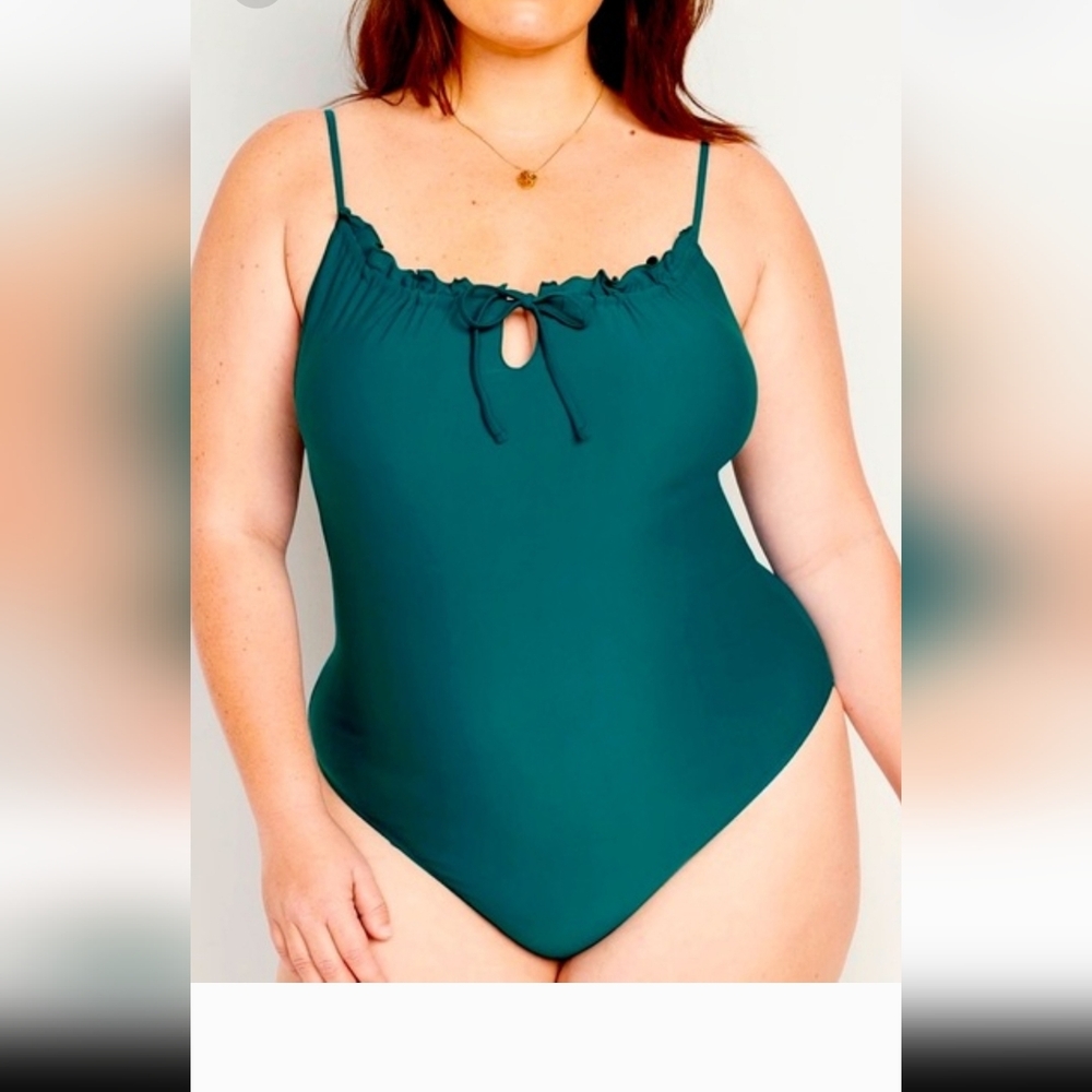 Old Navy Teal Ruffle One-Piece Swimsuit